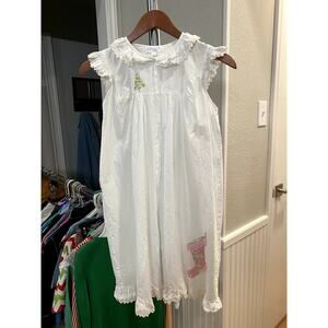 Beautiful White Cotton Christmas Night Dress w/ Lace Trim